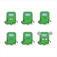 Ghost among us green cartoon character with various angry expressions vector