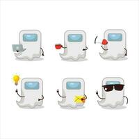 Ghost among us white cartoon character with various types of business emoticons vector