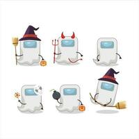 Halloween expression emoticons with cartoon character of ghost among us white vector