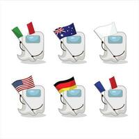 Ghost among us white cartoon character bring the flags of various countries vector