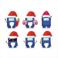 Santa Claus emoticons with among us blue cartoon character vector