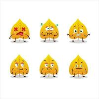 Yellow dried leaves cartoon character with nope expression vector