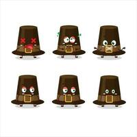 Brown pilgrims hat cartoon character with nope expression vector