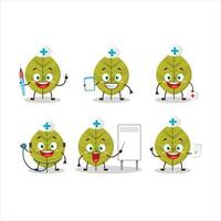 Doctor profession emoticon with green leaves cartoon character vector