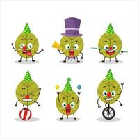 Cartoon character of green leaves with various circus shows vector