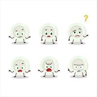 Cartoon character of white plate with what expression vector