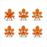 Orange dried leaves cartoon character with nope expression vector