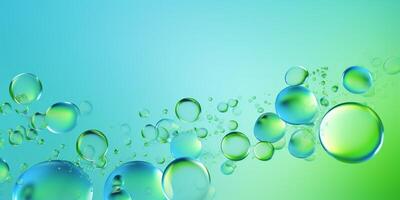 Fresco verde azul agua burbuja ai generado foto