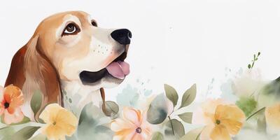 Painting of a golden retriever dog photo