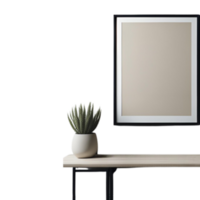 white blank frame with potted plants mockup, Empty blank frame mockup, blank picture frame template, frame mockup on transparent background,  minimalistic frame clipart png