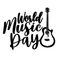 Welt Musik- Tag mit Gitarre Clip Art, Kalligraphie, Typografie, Gitarre Digital Kunst, Grafik auf transparent Hintergrund png