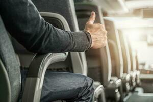Public Transportation Passenger Showing His Thumb Up photo
