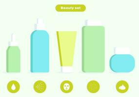 beauty set cosmetics care vector