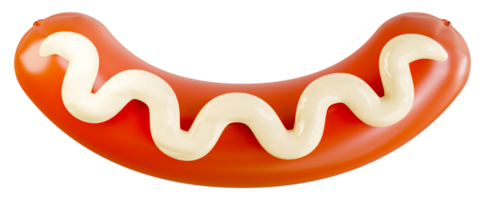 3D rendering sausage hotdog with salad sauce. 3D icon sign illustration png