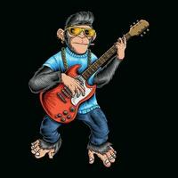 mono jugando guitarra con frio estilo vector