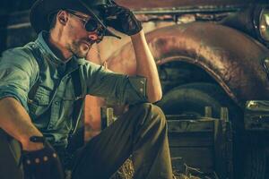 Caucasian Rancher in the Barn photo