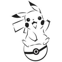 A Pikachu vector line art