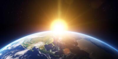 A planet earth with a sunshine on it photo