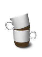 Two stacks of Aesthetic Cups Made of white Ceramic and Wood. With Various Image Angles. png
