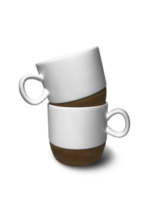 deux piles de esthétique tasses fabriqué de blanc céramique et bois. avec divers image angles. png