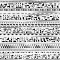 Ancient Egypt's allure monochrome seamless pattern, featuring hand-drawn symbols reminiscent of hieroglyphs. Perfect for clothing, curtains, and notebooks vector