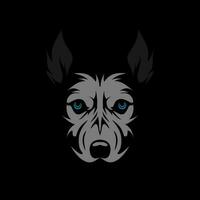 Wolf logo line pop art portrait colorful design with dark background. Abstract animal vector illustration.