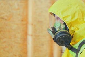 Man with hazmat suit Close-up photo