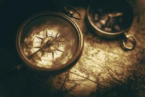 Aged Vintage Compass Map photo