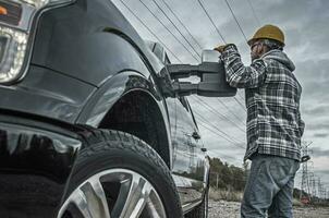 Industrial Worker and Truck photo