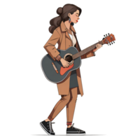 mujer tocando la guitarra png