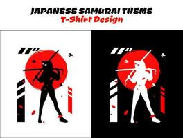 hembra samurai con sangre, silueta Japón samurai vector para diseño t camisa concepto, silueta samurai, japonés camiseta diseño, silueta para un japonés tema, urbano samurai