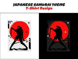 hembra samurai, urbano samurai, silueta Japón samurai vector para diseño t camisa concepto, japonés camiseta diseño, silueta para un japonés tema