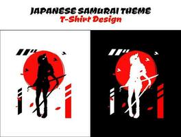 hembra samurai, silueta Japón samurai vector para diseño t camisa concepto, urbano samurai, japonés camiseta diseño, silueta para un japonés tema