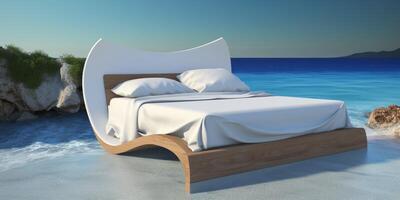 Bed by the sea creative design photo