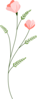 rose, fleur et vert feuille botanique illustration et plat conception. png