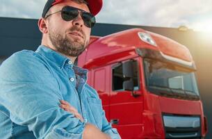 Caucasian Semi Truck Driver Portrait photo