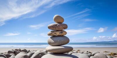 Stack of rock zen stone with background photo