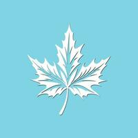 white single maple leaf on blue background vector