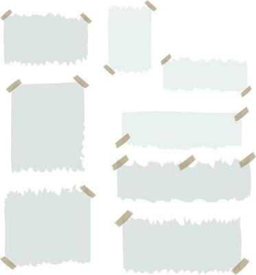 Torn paper with tape icon collection