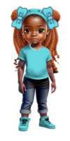 adolescente niña en pantalones con lazo para el pelo ai generado personalizado de colores png