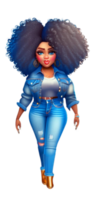 Woman in Blue Jeans Afro AI Generated Custom Colored png