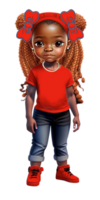 tiener meisje in jeans met Haarband ai gegenereerd Op maat gekleurde png