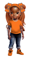 tiener meisje in jeans met Haarband ai gegenereerd Op maat gekleurde png