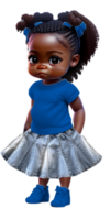 bambin fille dans jean jupe avec tresses ai généré Douane coloré png