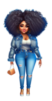 vrouw in blauw jeans afro ai gegenereerd Op maat gekleurde png