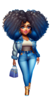 Woman in Blue Jeans Afro AI Generated Custom Colored png