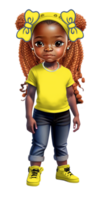 Teen Girl in Jeans with Hairbow Custom Colored png