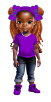 adolescente niña en pantalones con lazo para el pelo ai generado personalizado de colores png