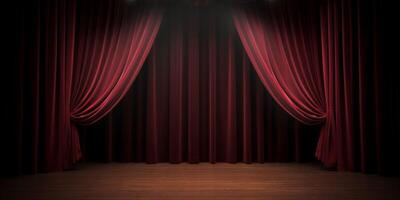 Classic maroon curtains with descend lights photo