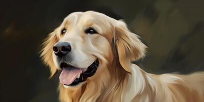 Painting of a golden retriever dog photo